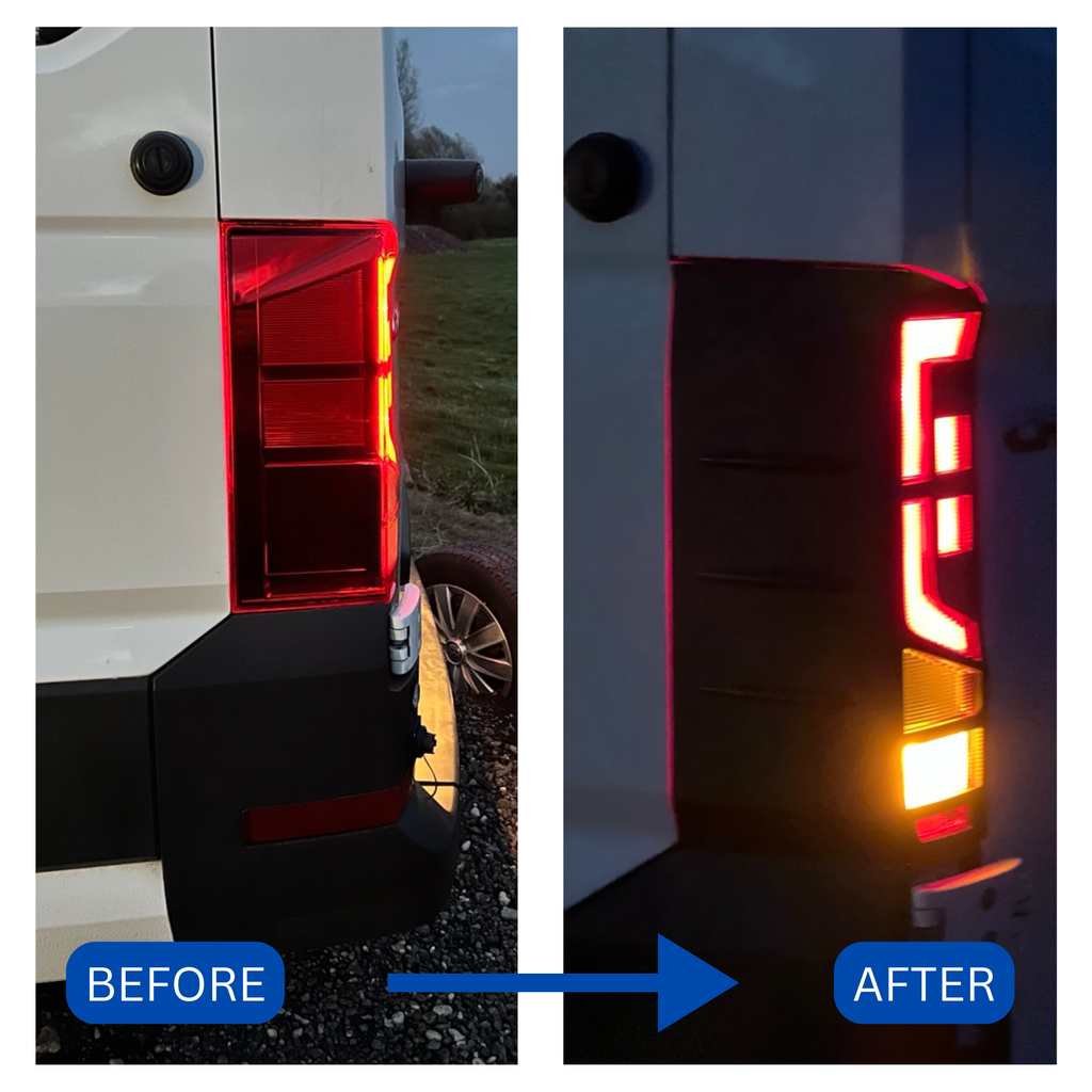 For VW Crafter Rear Light Guards Hammerite Ultimate Matte Black (2018-2025) | Tail Light Protectors | Van-X