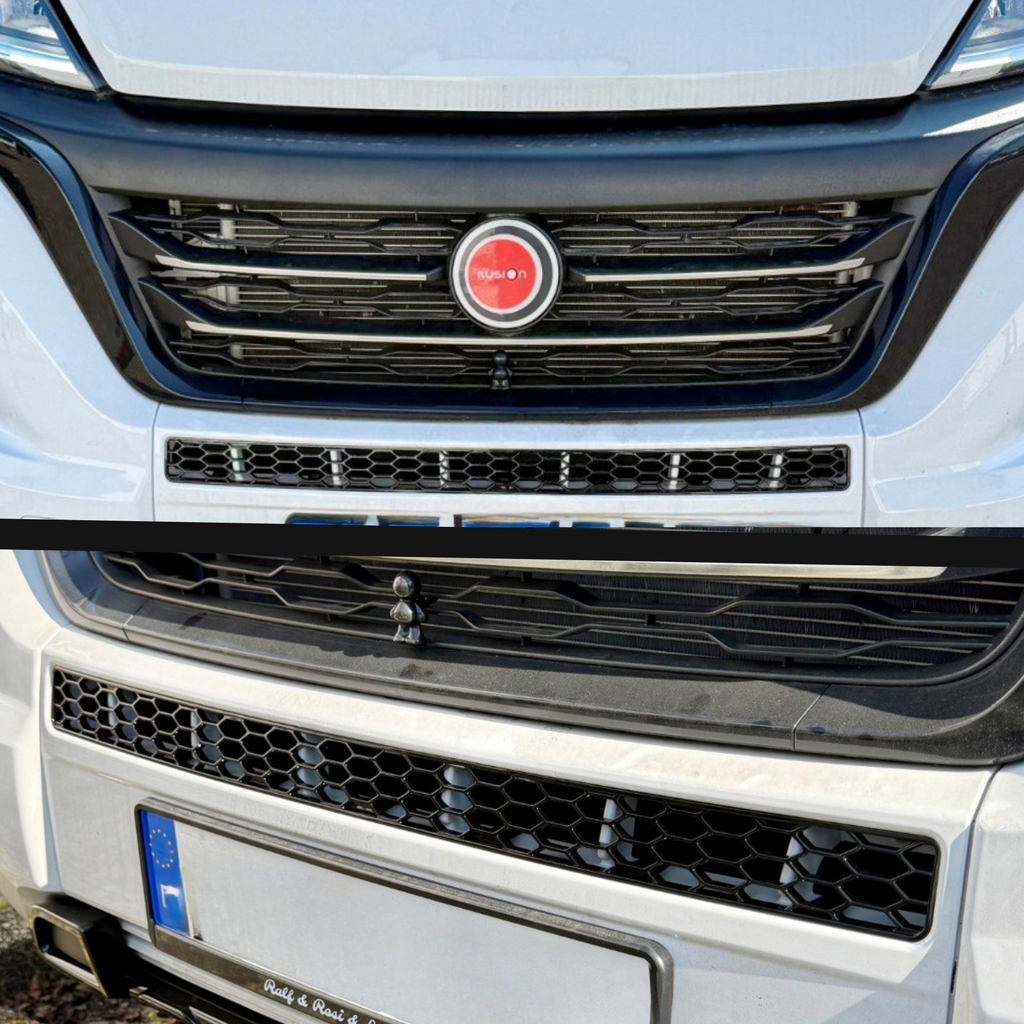 For Vauxhall Movano Bumper Honeycomb Grille | Gloss Black Front Styling Upgrade | Non Parking Sensor Version | Van-X
