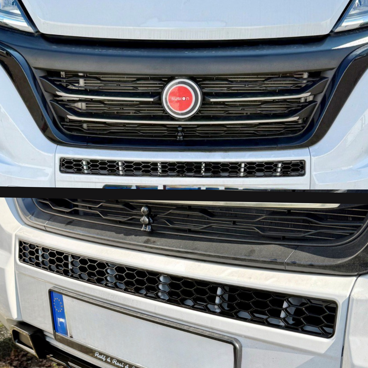 For Vauxhall Movano Bumper Honeycomb Grille | Gloss Black Front Styling Upgrade | Non Parking Sensor Version | Van-X