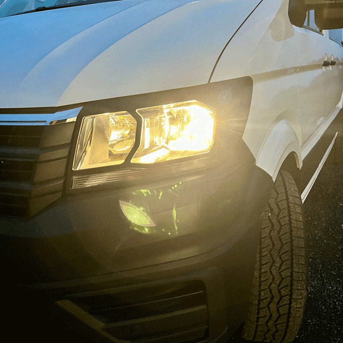 For VW Crafter Headlight Guards Hammerite Ultimate Matte Black (2018-2025) | Front Headlight Protectors | Van-X