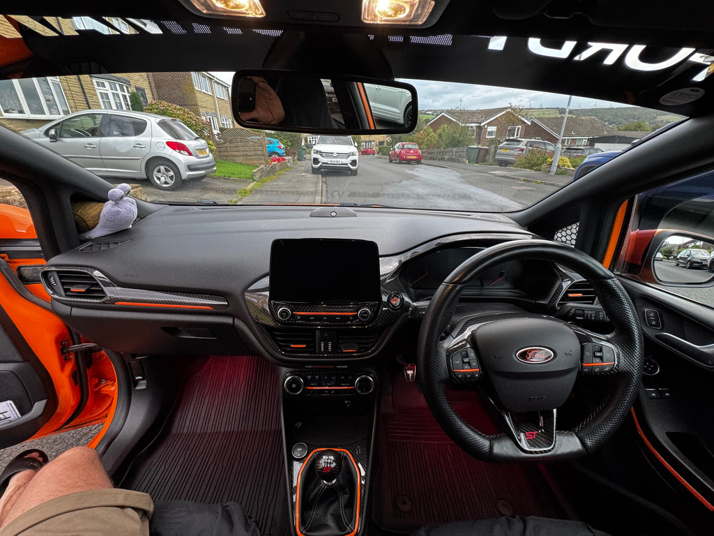 Car Enhancements UK - Real Carbon Fibre Steering Wheel Trim (Top/Buttons Only) Fiesta MK8/8.5 | Focus MK4/4.5 | Puma MK2 | Kuga MK3/3.5 | Transit Custom