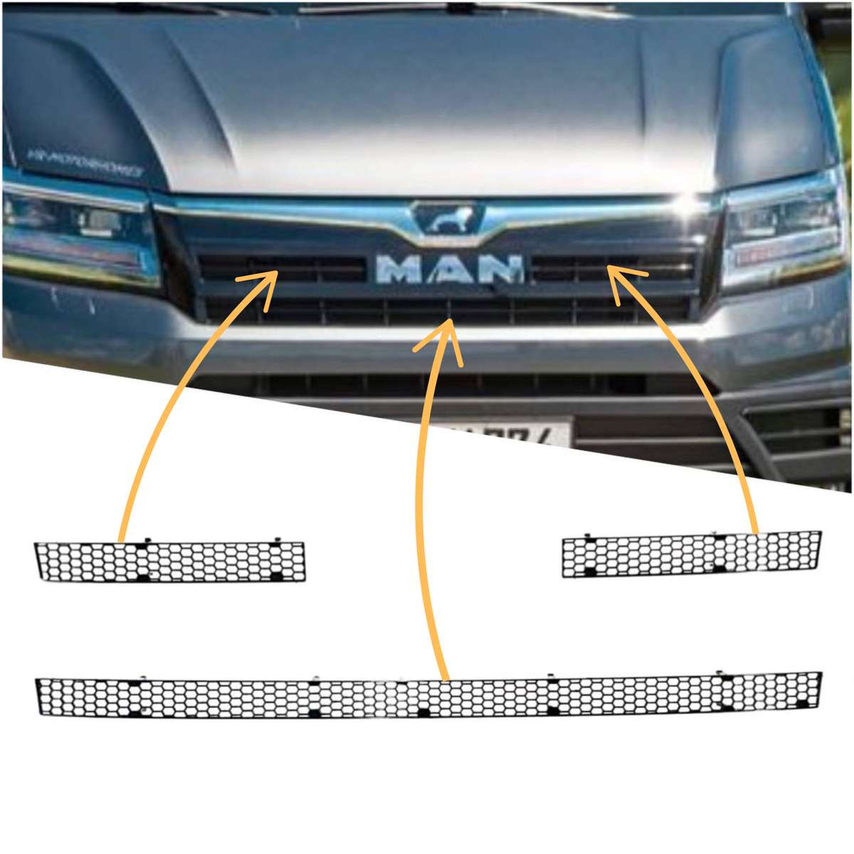 For MAN TGE Front Grille Honeycomb Inserts | Custom Honeycomb Grille Upgrade Styling Kit - Van-X