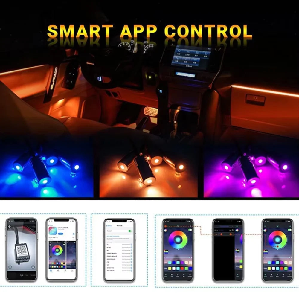 Led Car Interior Atmosphere Ambient Lights 6/8m RGB