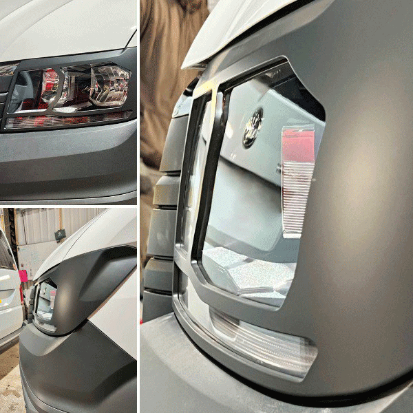 For MAN TGE Headlight Guards Hammerite Ultimate Matte Black (2018-2025) | Front Headlight Protectors | Van-X