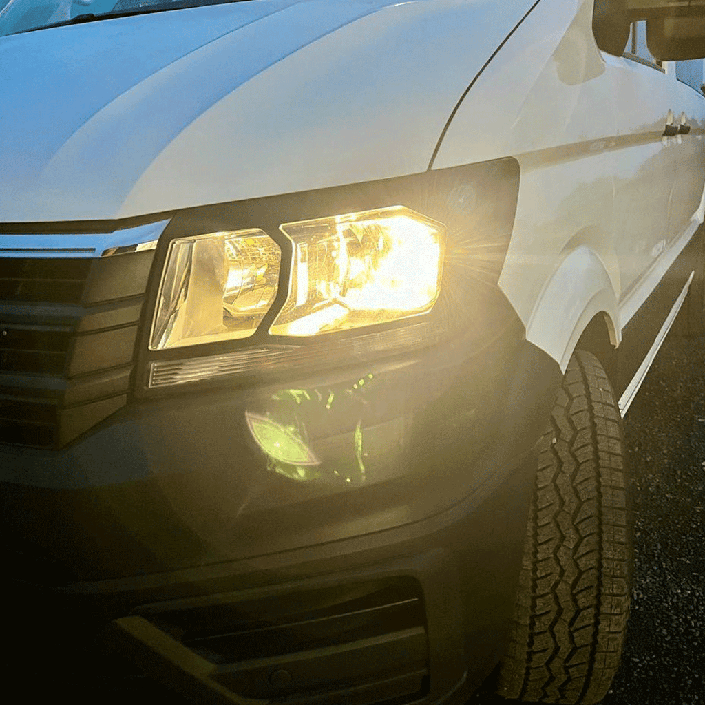 For MAN TGE Headlight Guards Hammerite Ultimate Matte Black (2018-2025) | Front Headlight Protectors | Van-X