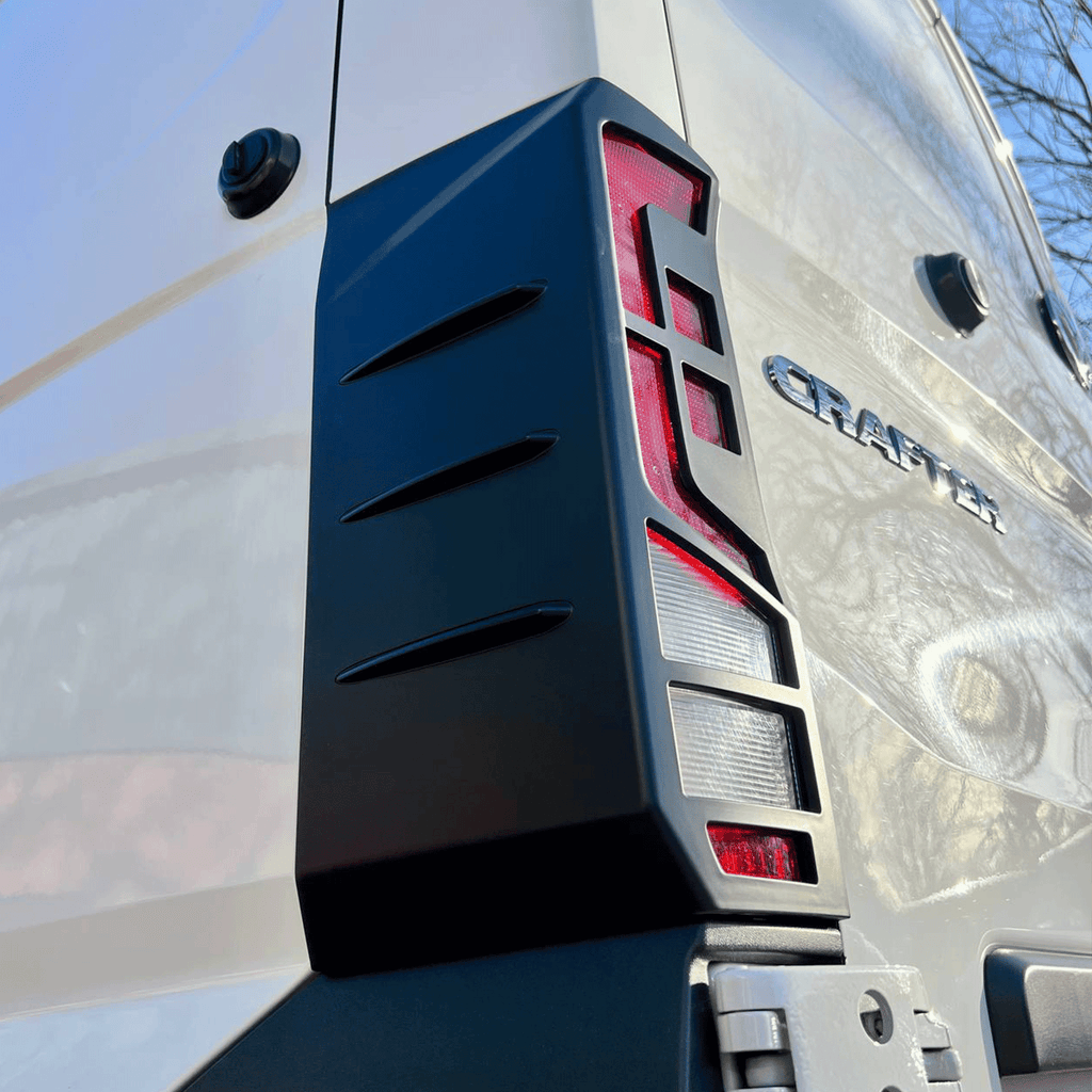 For VW Crafter Rear Light Guards Hammerite Ultimate Matte Black (2018-2025) | Tail Light Protectors | Van-X
