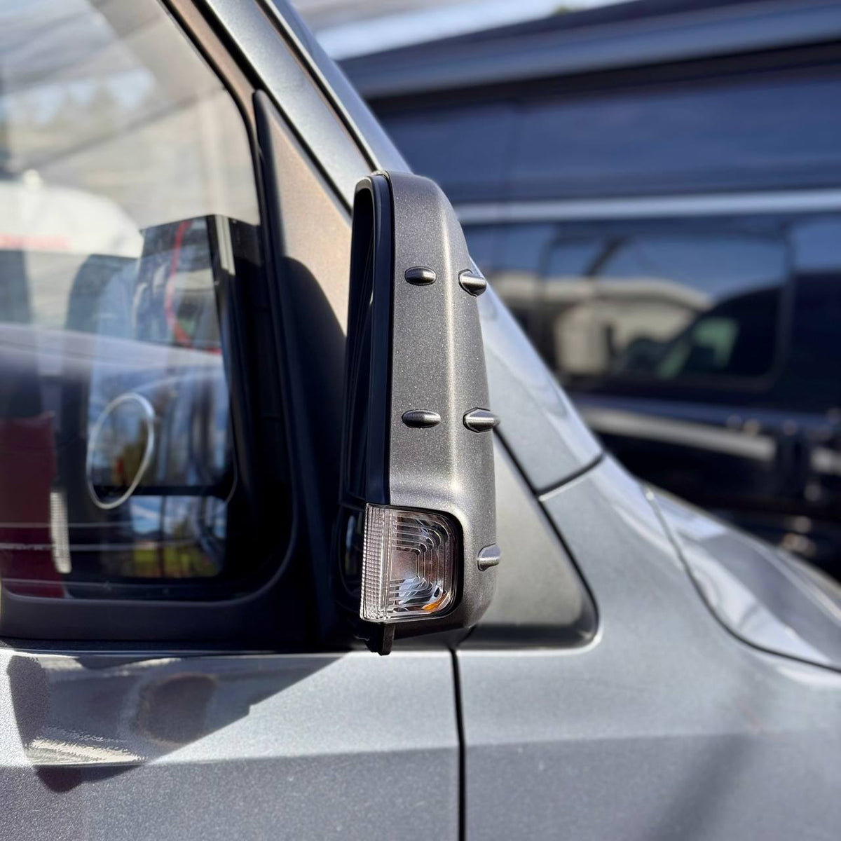For Mercedes Sprinter Dodge 907 Wing Mirror Cap Covers with Indicator – Hammerite Ultimate Matte Black (Set of 2) | Van-X