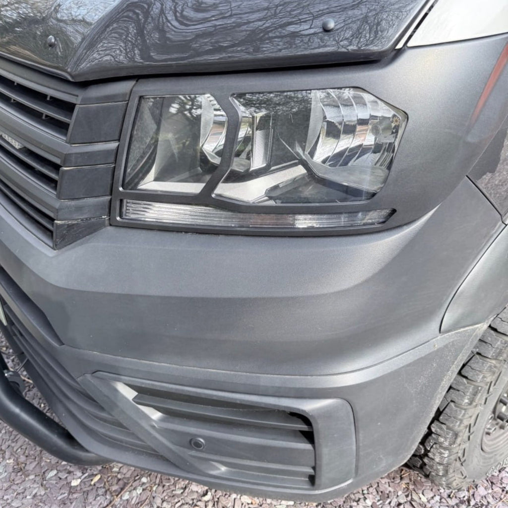 For MAN TGE Headlight Guards Hammerite Ultimate Matte Black (2018-2025) | Front Headlight Protectors | Van-X
