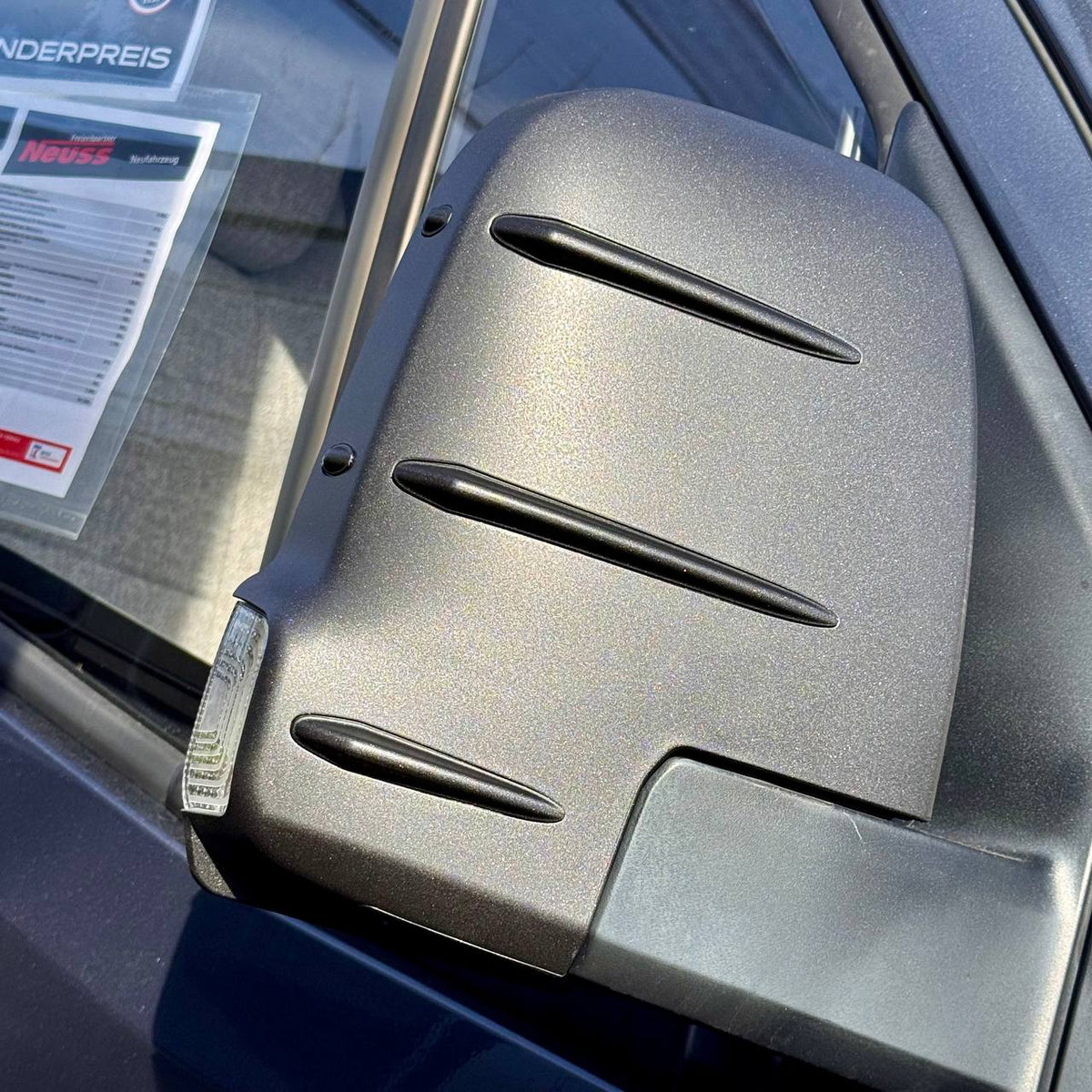 For Mercedes Sprinter Dodge 907 Wing Mirror Cap Covers with Indicator – Hammerite Ultimate Matte Black (Set of 2) | Van-X