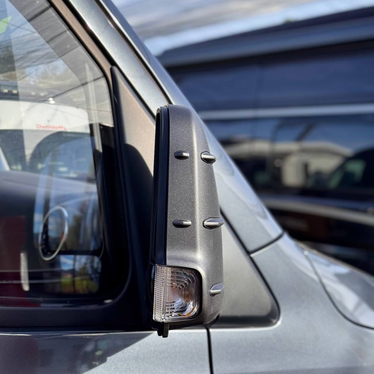 For Mercedes Sprinter Dodge 907 Wing Mirror Cap Covers with Indicator – Hammerite Ultimate Matte Black (Set of 2) | Van-X