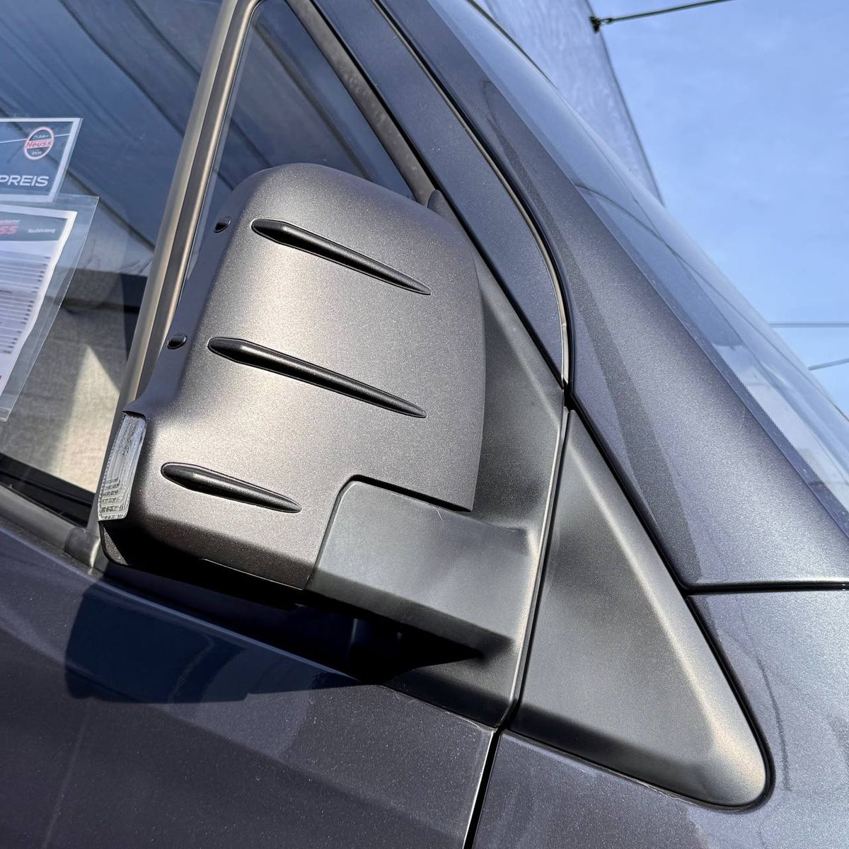 For Mercedes Sprinter Dodge 907 Wing Mirror Cap Covers with Indicator – Hammerite Ultimate Matte Black (Set of 2) | Van-X