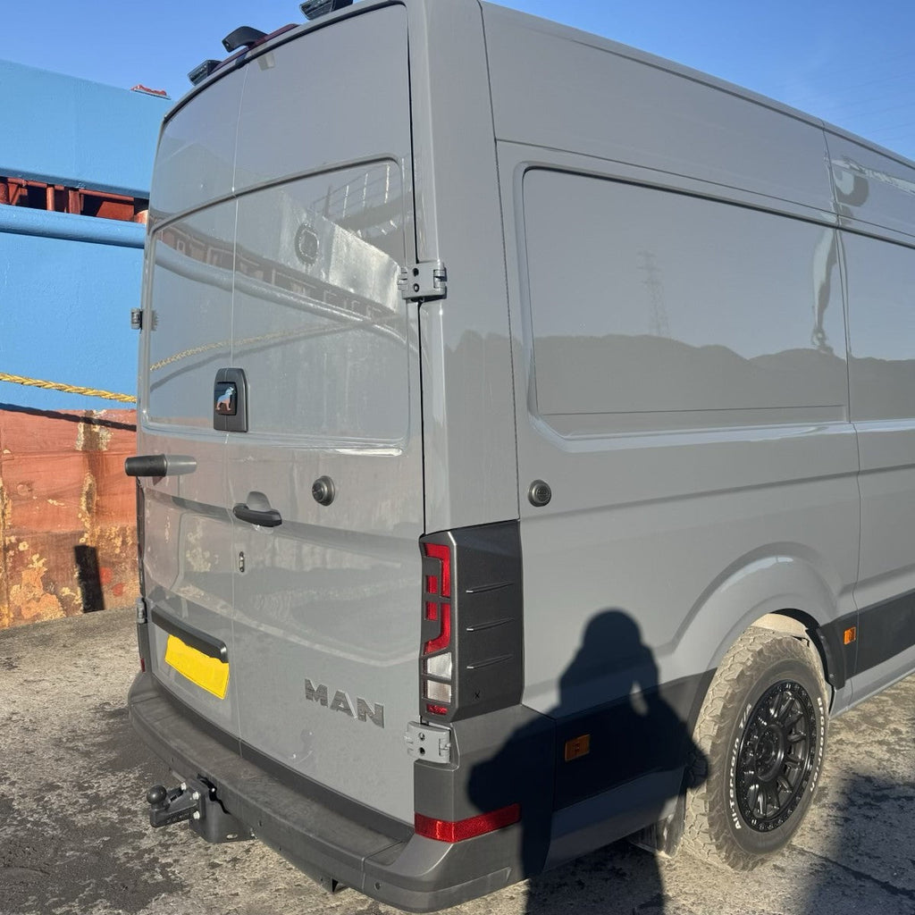 For VW Crafter Rear Light Guards Hammerite Ultimate Matte Black (2018-2025) | Tail Light Protectors | Van-X