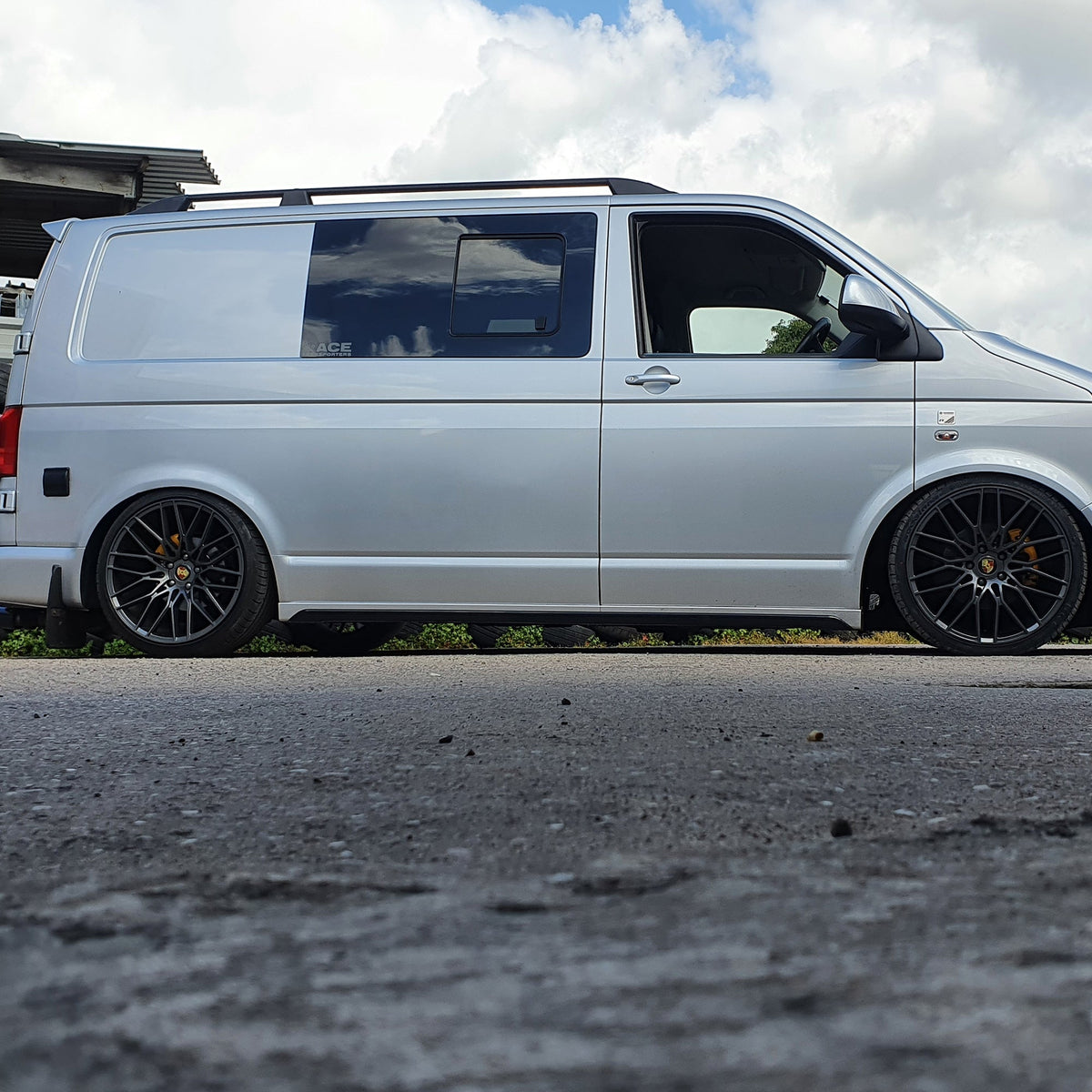 For VW T6 SWB Side Skirts Reflex Silver Plastic Painted and Ready to Fit (B-Grade)